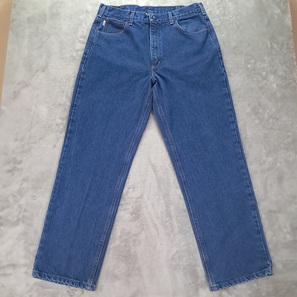 Carhartt FR Flame Resistant Jean Men 34x31, Tag 36x32 Blue Denim FRB180 DNM